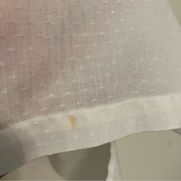 VTG Ship N Shore Size Med Blouse Ruffled Neck Swiss Dot Ivory Sheer Button Back - Picture 6 of 7